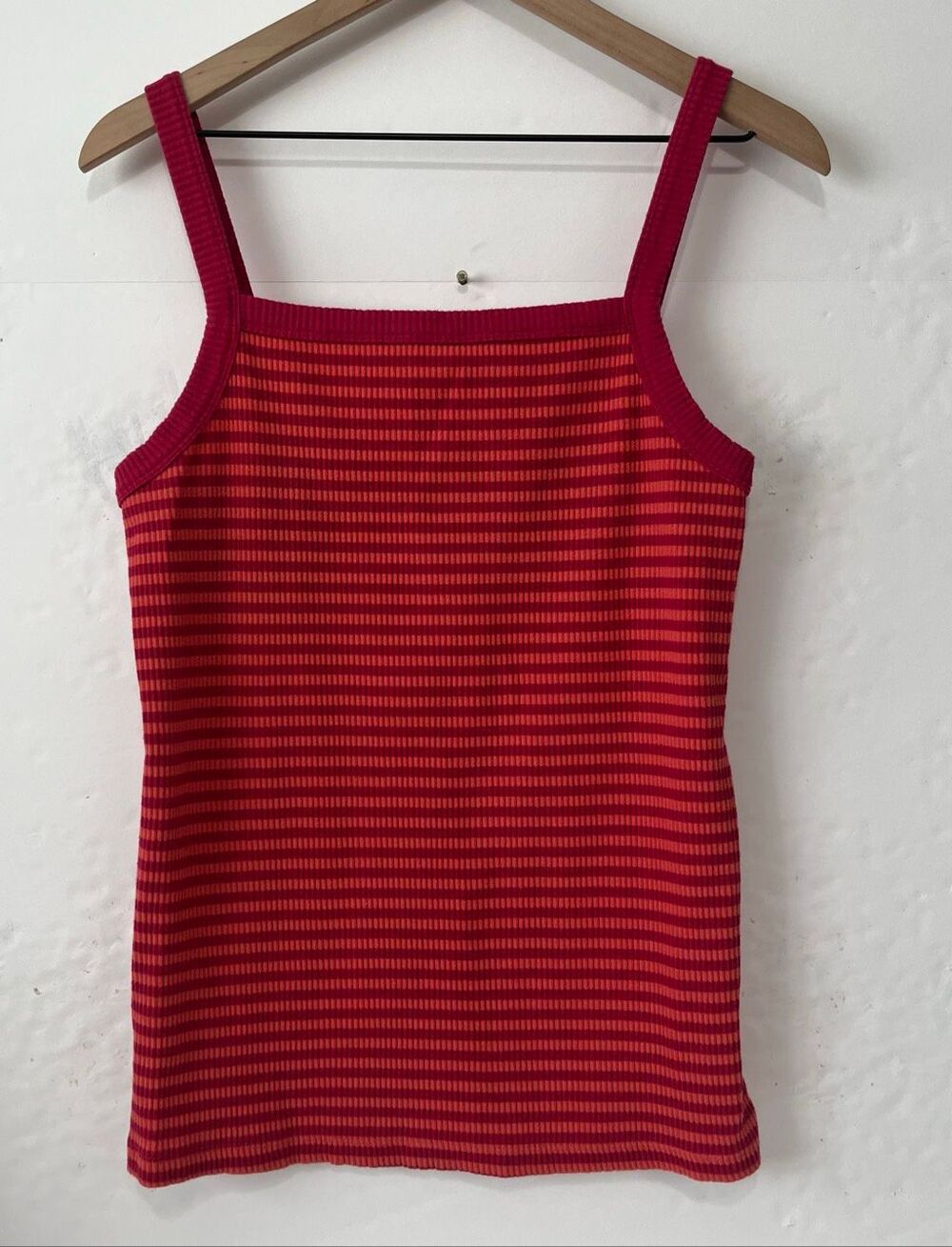 Old Navy Red And Orange Striped Ribbed Tank Top Size L